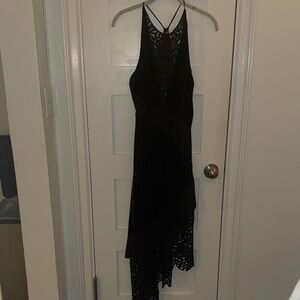 Ramy Brook Black Asymmetrical Velvet Lace Dress